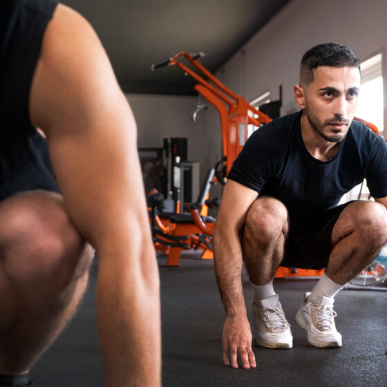 Körperregionen Meniskusschaden - Kniebeuge Fitnessraum