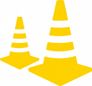 Baustelle Warnung auf der Bonner Straße in Köln